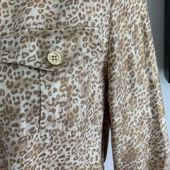Charter Club 100% linen gold shimmer safari jacket M - Picture 2 of 8
